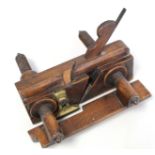 Antique wooden adjustable moulding plane with impressed makers and owners marks for Cockbain of