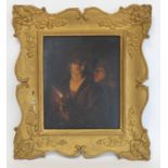 After Godefridus Schalken. Girl and boy with a candle. Oil on copper. 19cm x 16cm.