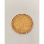 22ct gold sovereign, 1908.