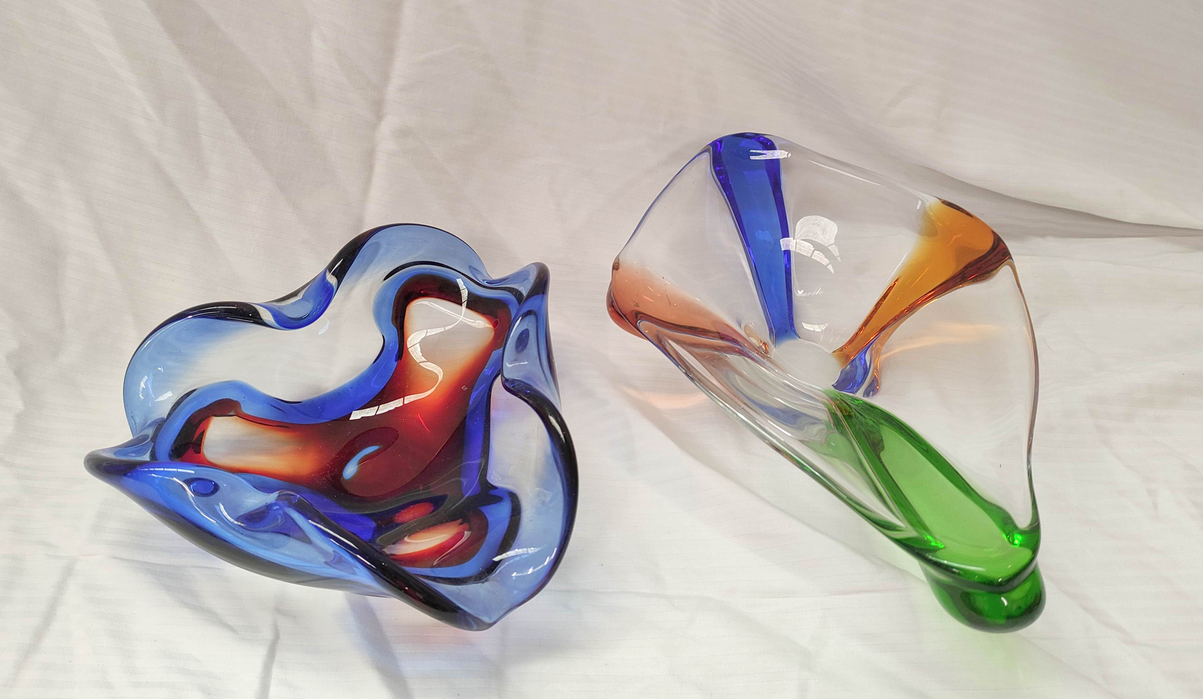 Four mid 20th century Continental art glass dishes or ashtrays, the largest 33cm wide.  (4). - Image 2 of 3