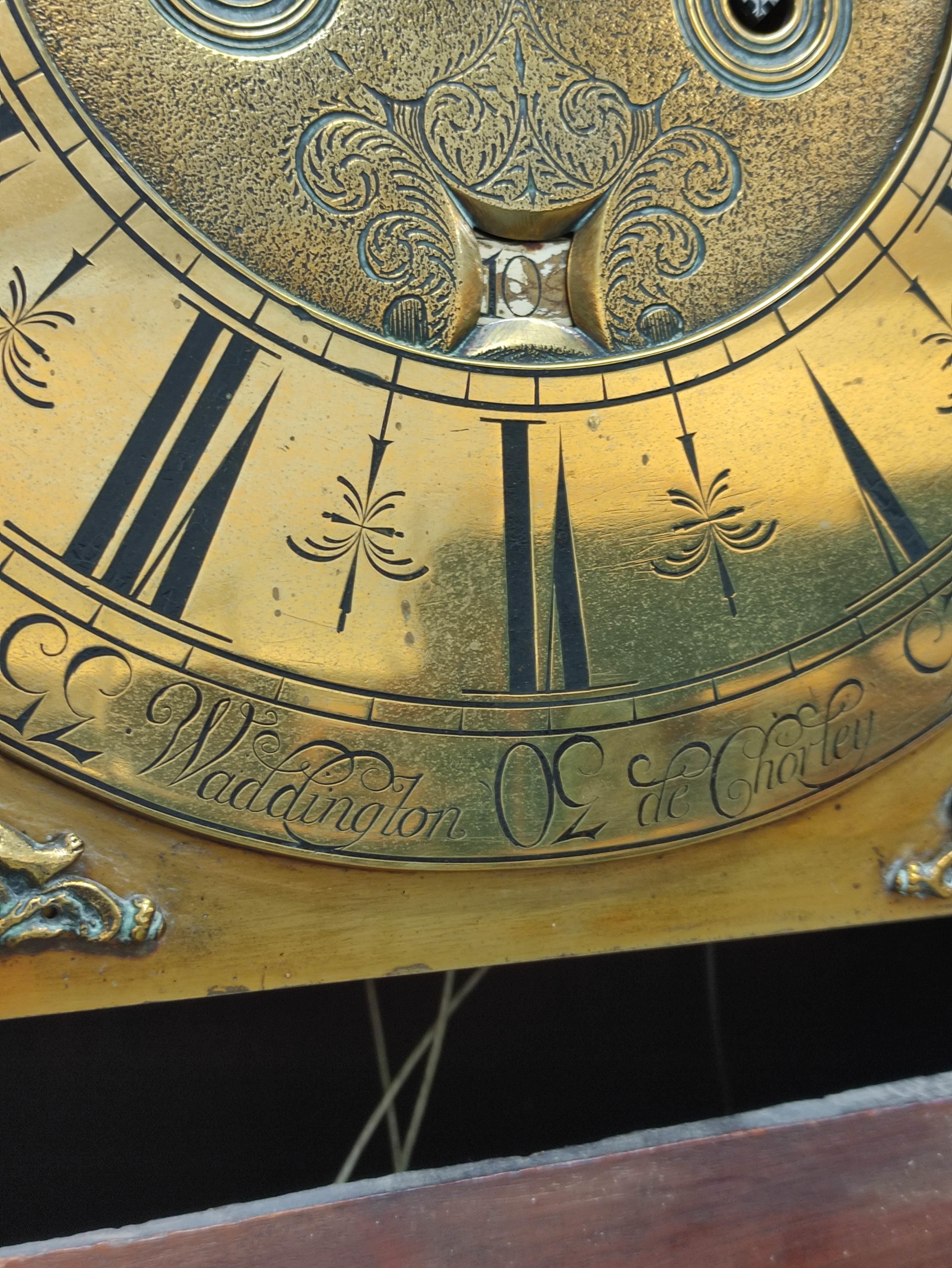 Eight day long case clock by Waddington 'de Chorley' the 12¾" brass dial with matted centre date - Image 5 of 14