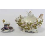 Late 19th/early 20th century German Plaue porcelain sweetmeat dish of lobed form with floral