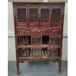 Chinese lacquered pine kitchen cabinet, Origin Zhekjiang, the four drawers with slatted