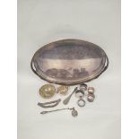 E.p. oval tray, a silver collar, a similar locket and other items.