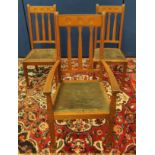 Seven matching Arts & Crafts oak dining chairs, circa 1920s/1930s, with three plain circular