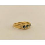 Diamond and sapphire ring of Edwardian style in 18ct gold, 1973, size 'R'.
