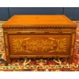 Antique Chinese inlaid pine chest, Origin Ningbo, with a single deep drawer. Decorated with bone,