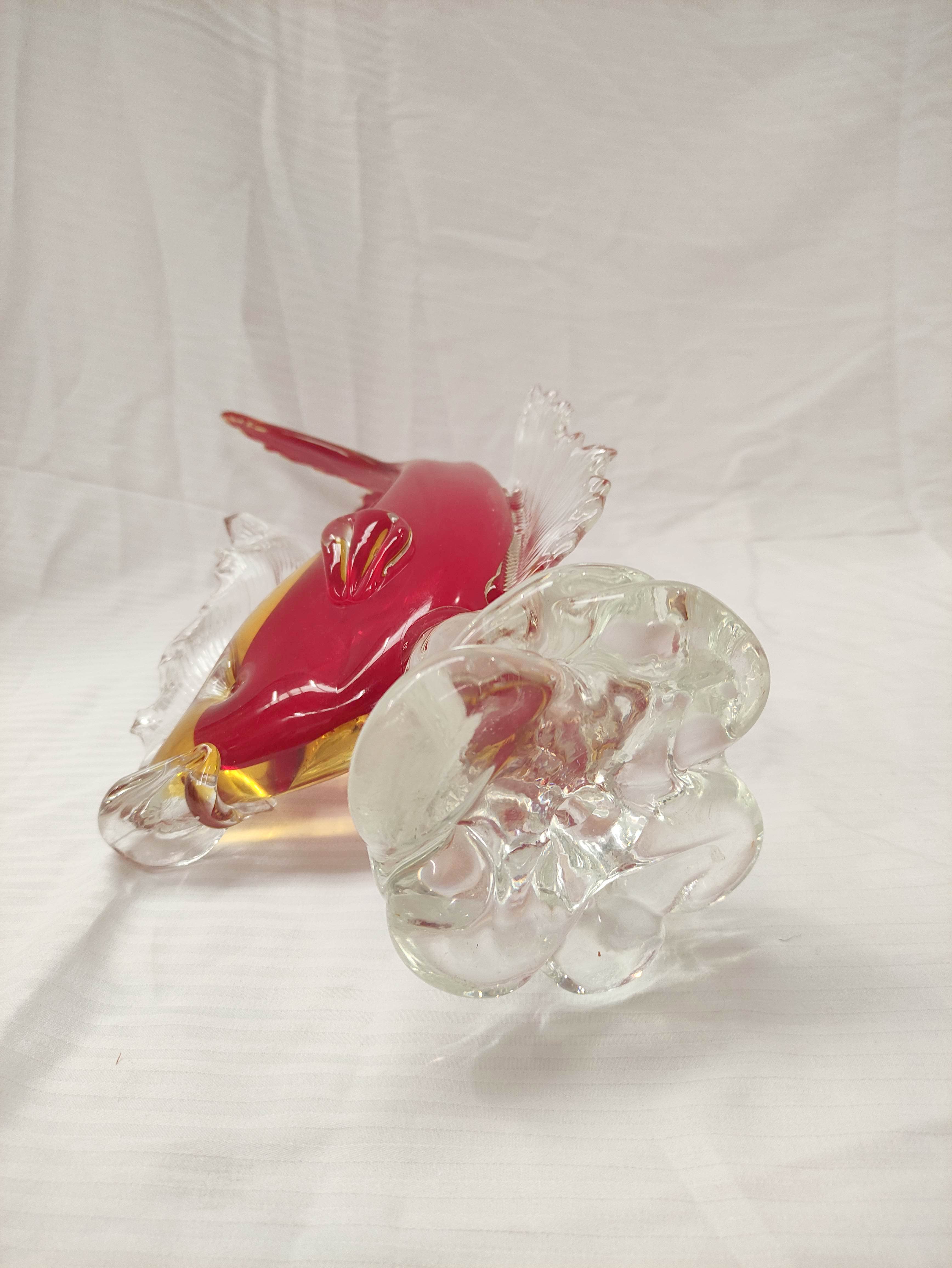 Three mid 20th century art glass figures of leaping fish, 38cm, 32cm and 23cm high.  (3). - Image 3 of 4