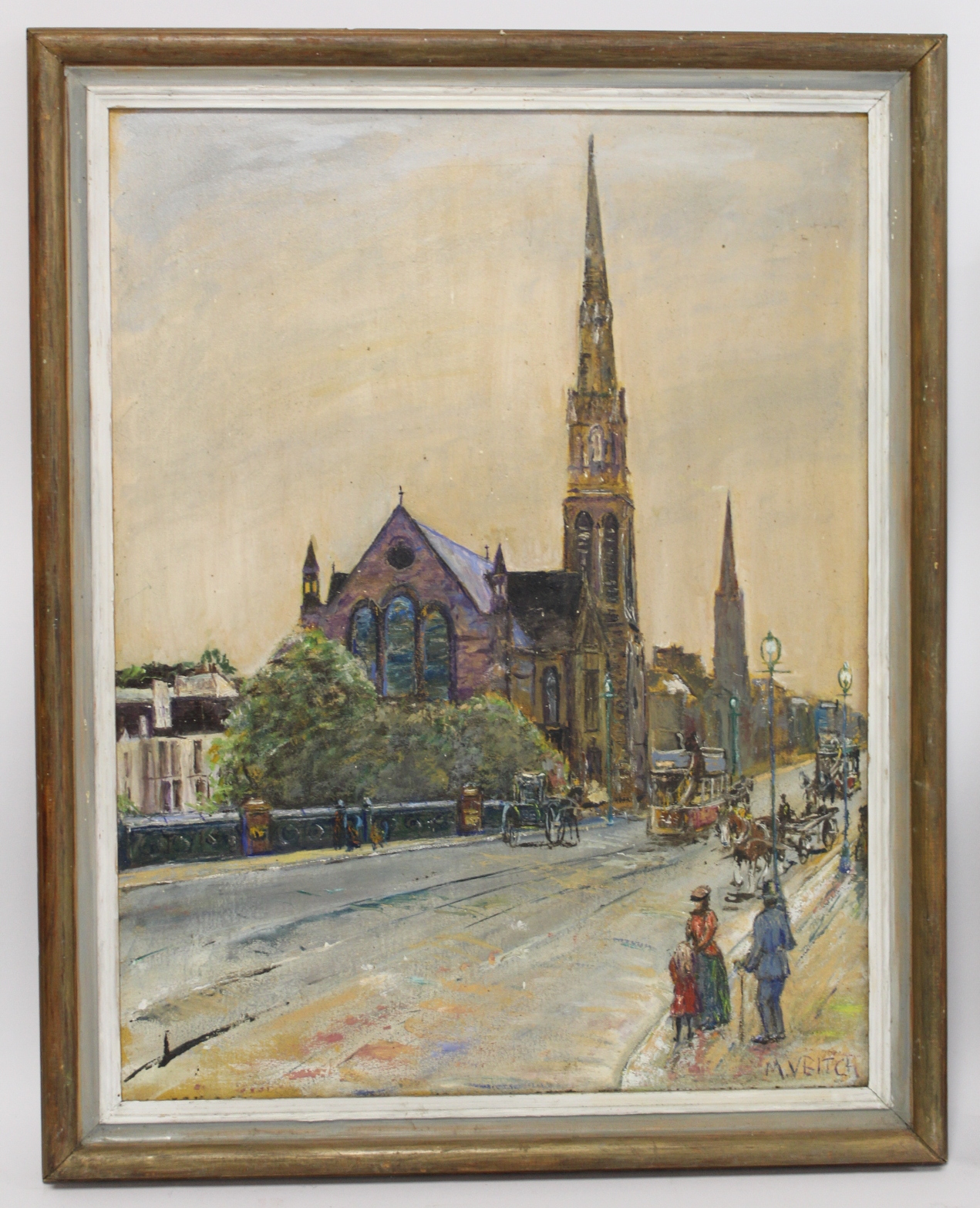 M. Veitch (20th Century Scottish School), 'Gt. Western Road, at Kelvinbridge' - a Glasgow street