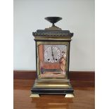 French eight day mantel clock, square movement in bronze and ormolu case, in the Aesthetic taste