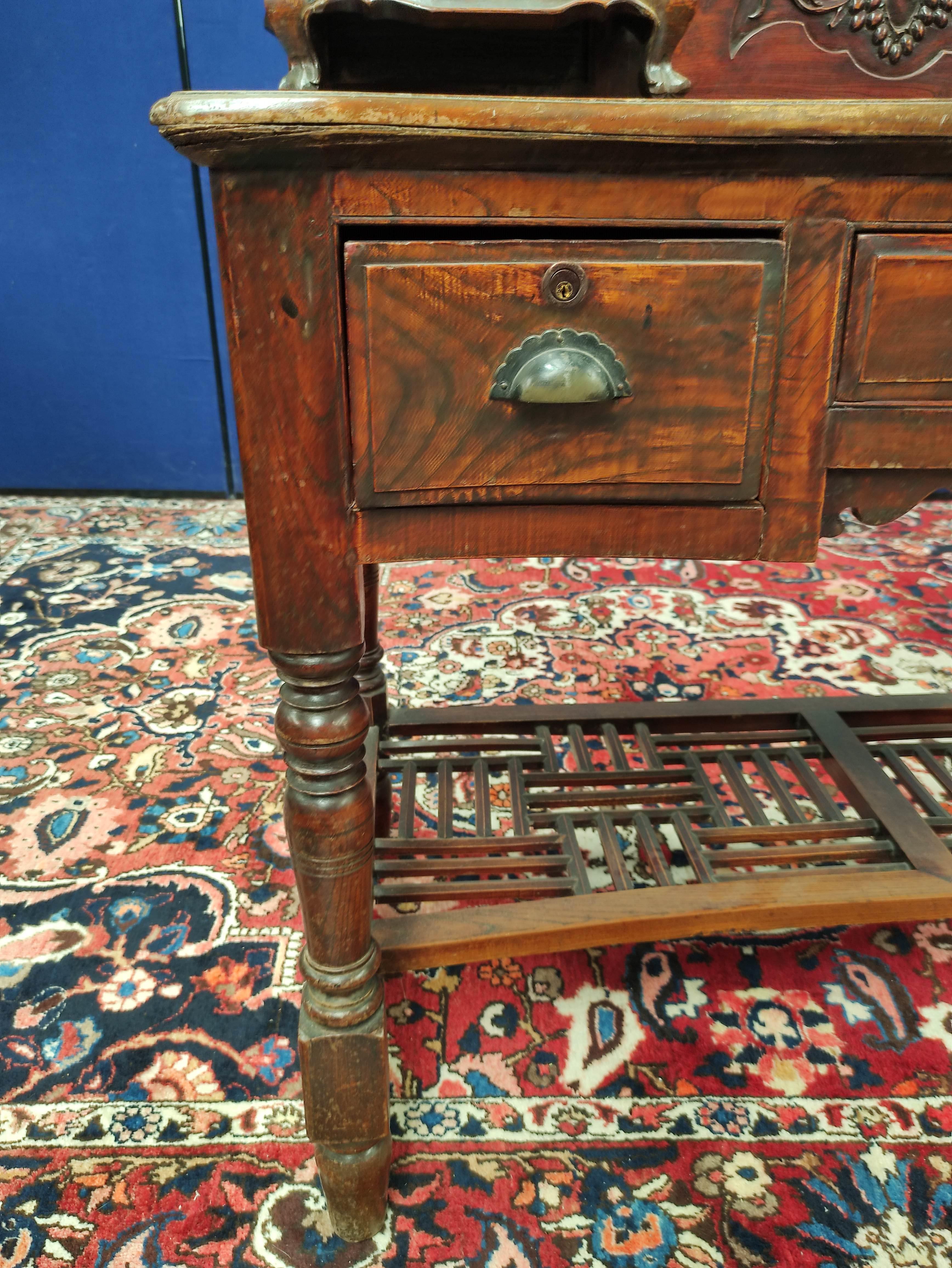 Antique Chinese export lacquer dressing table, Origin Shanghai. In the European taste with pierced - Image 3 of 6