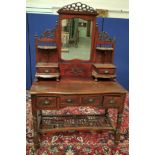 Antique Chinese export lacquer dressing table, Origin Shanghai. In the European taste with pierced