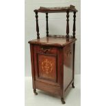 Edwardian inlaid coal purdonium with gilt metal balustrade three quarter gallery top, on