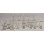 Small collection of 19th century glassware including wine coupes, jelly glasses, etc.