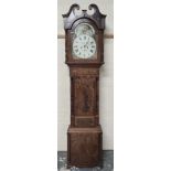 Eight-day long case clock by Josh Walker, Workington, with 14¼" dial, lunar work in the arch and