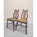 Pair of antique lyre back children's chairs with bobbin topped cross rails