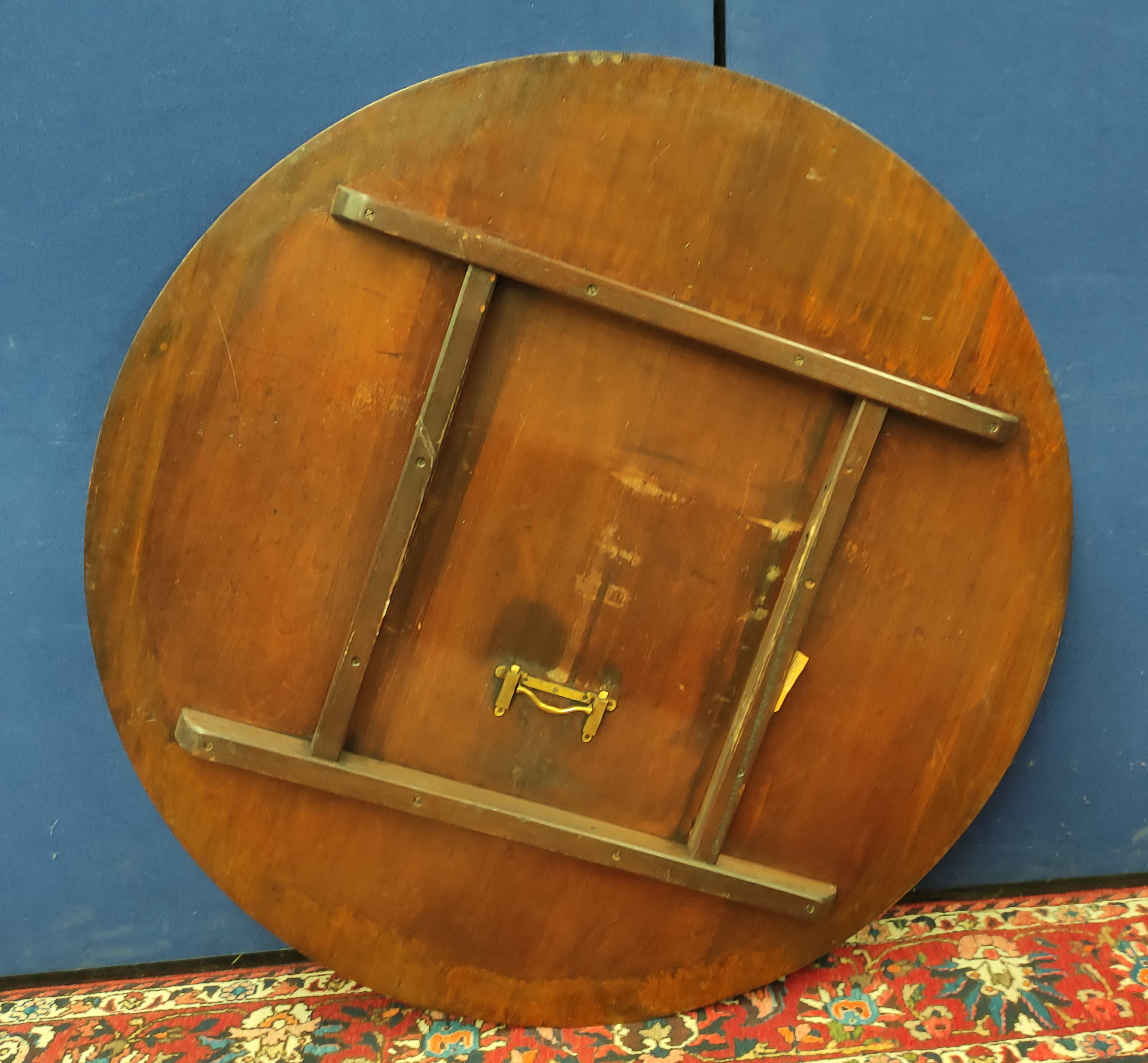 Mahogany breakfast table, the circular snap-action top on a turned column and tripod supports, - Image 6 of 13