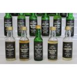 Collection of sixteen Wm. Cadenhead Malt Scotch Whisky miniatures including Glenlivet, Bowmore,