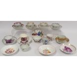 Small quantity of 18th and early 19th century English porcelain teawares comprising tea bowls,