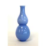 Chinese Peking glass vase of double gourd form in lavender blue with polished pontil, 26.5cm high.