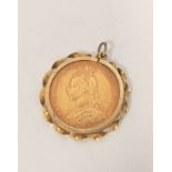 Sovereign 1890, gold detachable mount.