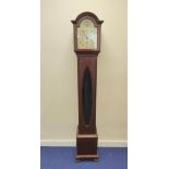 Eight day 'Grandmother' clock for Sorley Glasgow, three train with silvered arch dial in mahogany