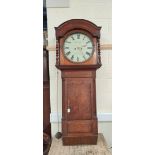 Early 19th century trunk dial clock with 16" painted dial, signed Benjn Bell, Uttoxeter, pierced