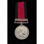 Edwardian Natal- 1906 Natal Medal with clasp awarded to PTE M.Cherry Durban Light Infantry with