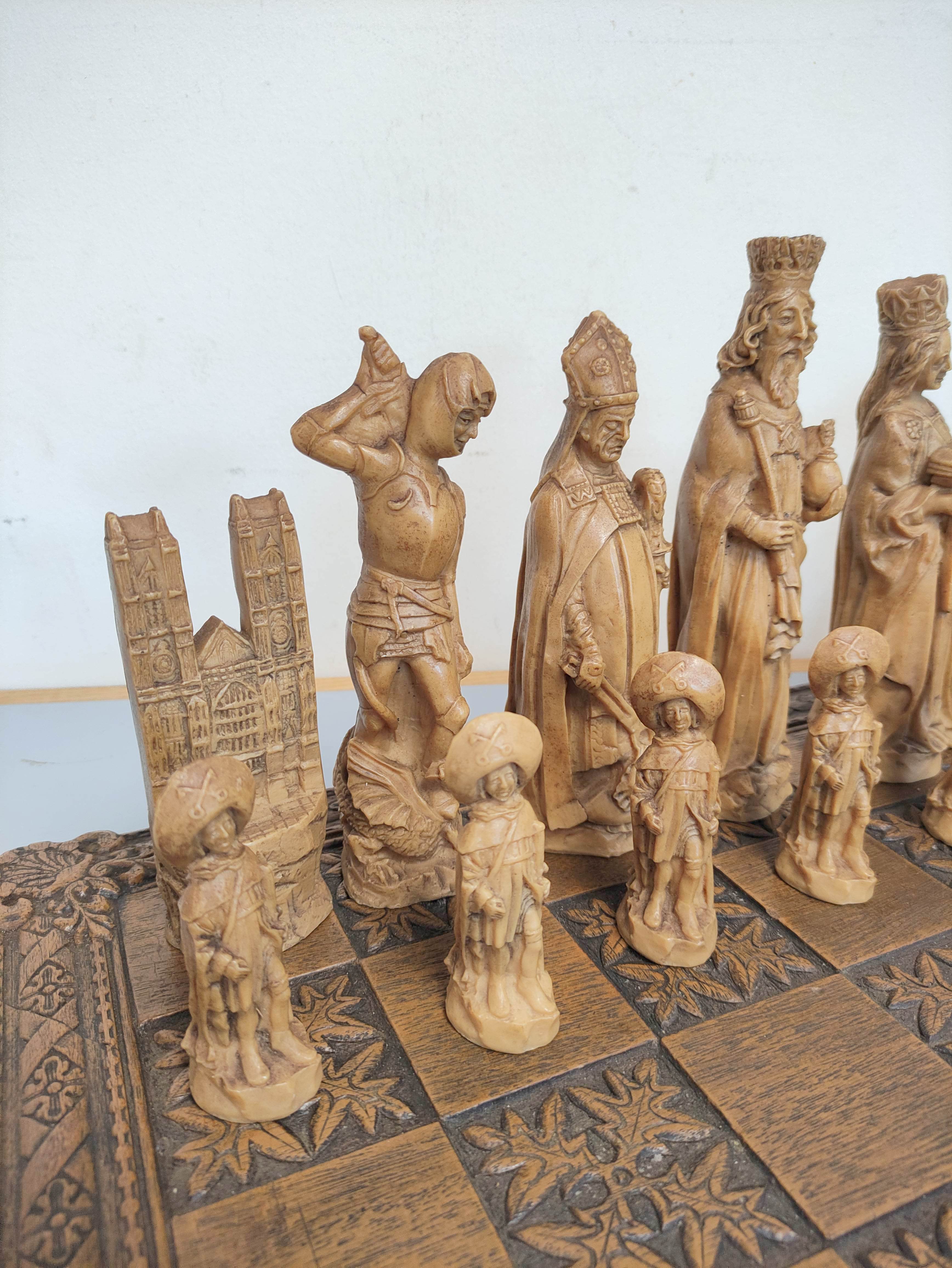 Contemporary composite chess set modeled after medieval figures. - Image 2 of 5