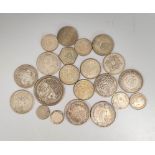 Collection of 20th century world silver coins to include Egyptian Piastres, Swiss silver Francs,