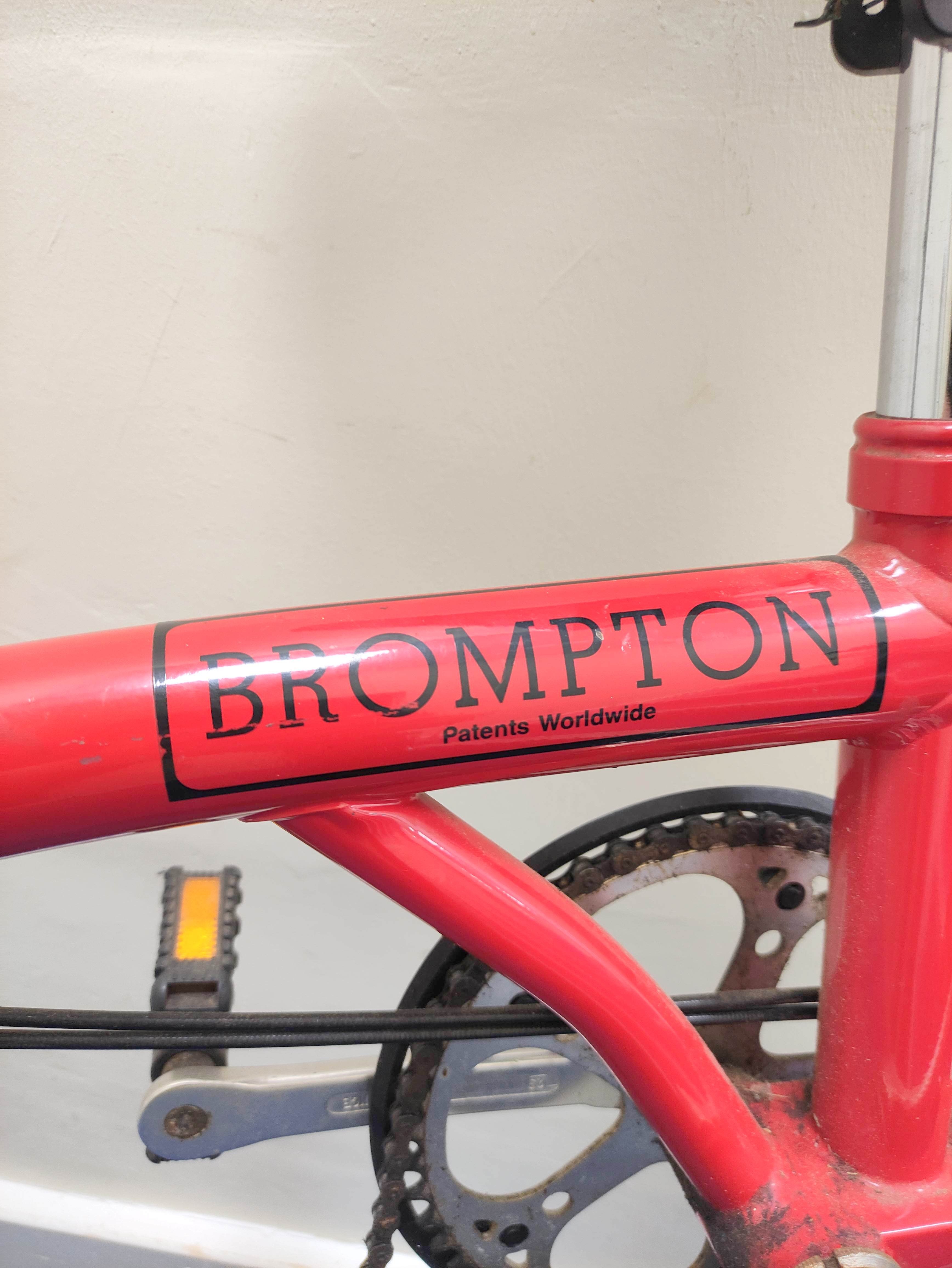 Brompton three speed folding commuter's bicycle in red oxide paint. - Image 2 of 5