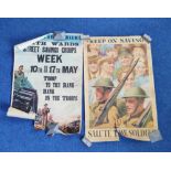 WW2 Posters. Two British 1940s paper posters the first issued in 1944 depicts two soldiers against a