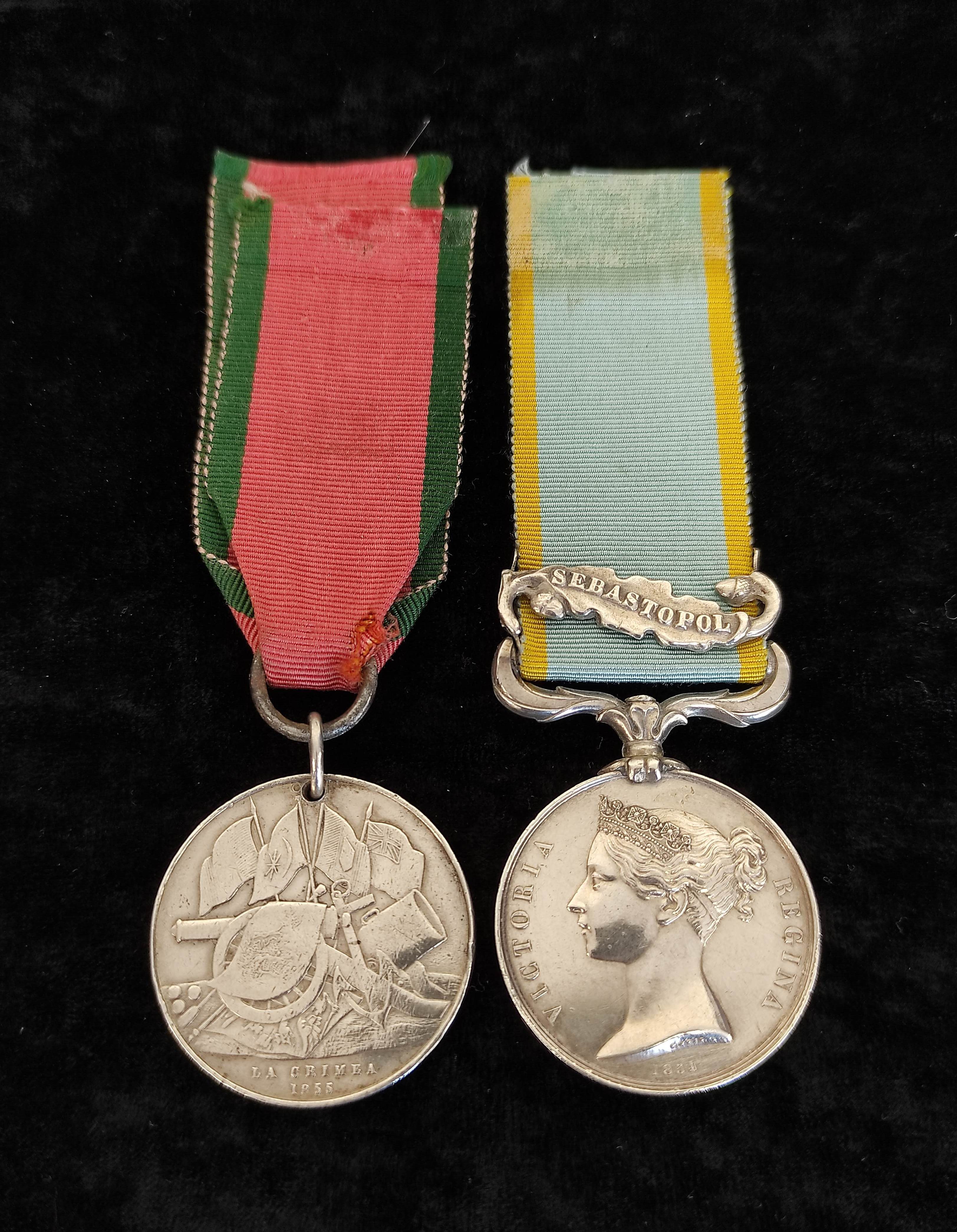 Crimea War- Medal pair to include an 1854 Crimea medal with Sebastopol clasp officially impressed