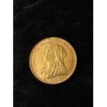 United Kingdom. Victoria 1896 gold full sovereign. London mint. EF.
