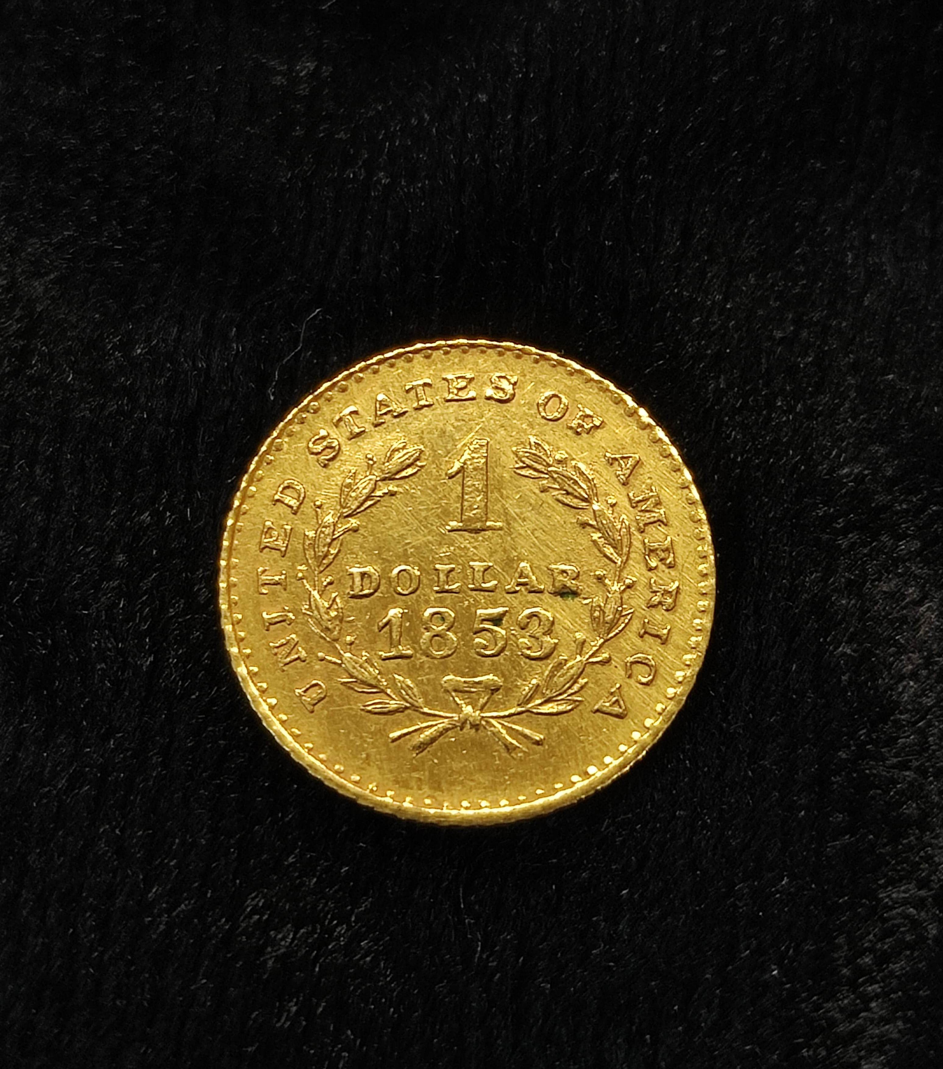 USA. 1853 $1 .900 grade gold coin believed to be a jeweller's copy. - Image 2 of 3