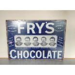 Large reproduction printed enamel advertising sign for Fry's Five Boys Chocolates. Featuring the