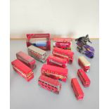 Quantity of loose and boxed vintage model vehicles to include eleven die cast Routemaster model