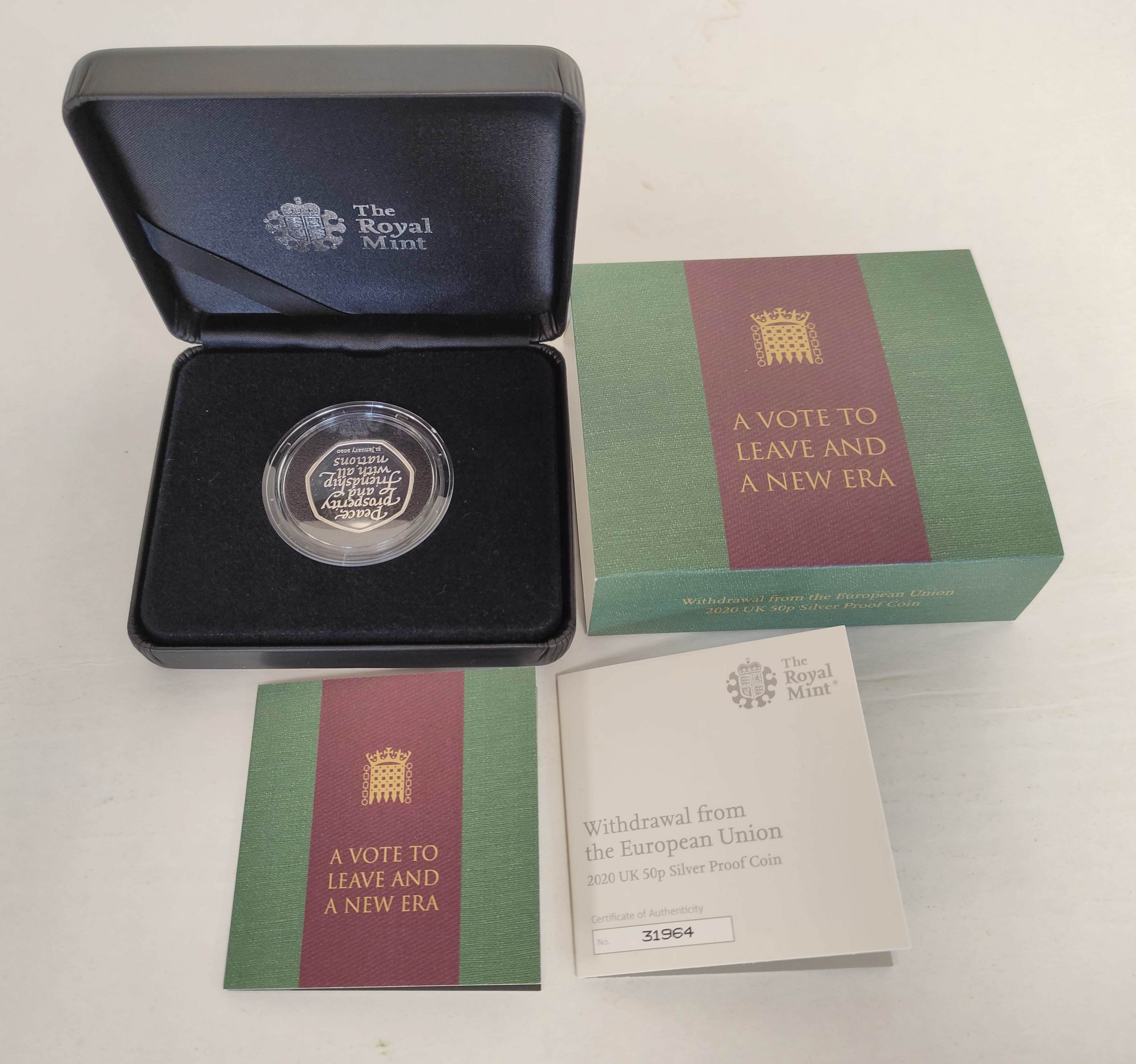 Great Britain- Limited edition boxed 2020 Withdrawal From the European Union Brexit 50 pence proof