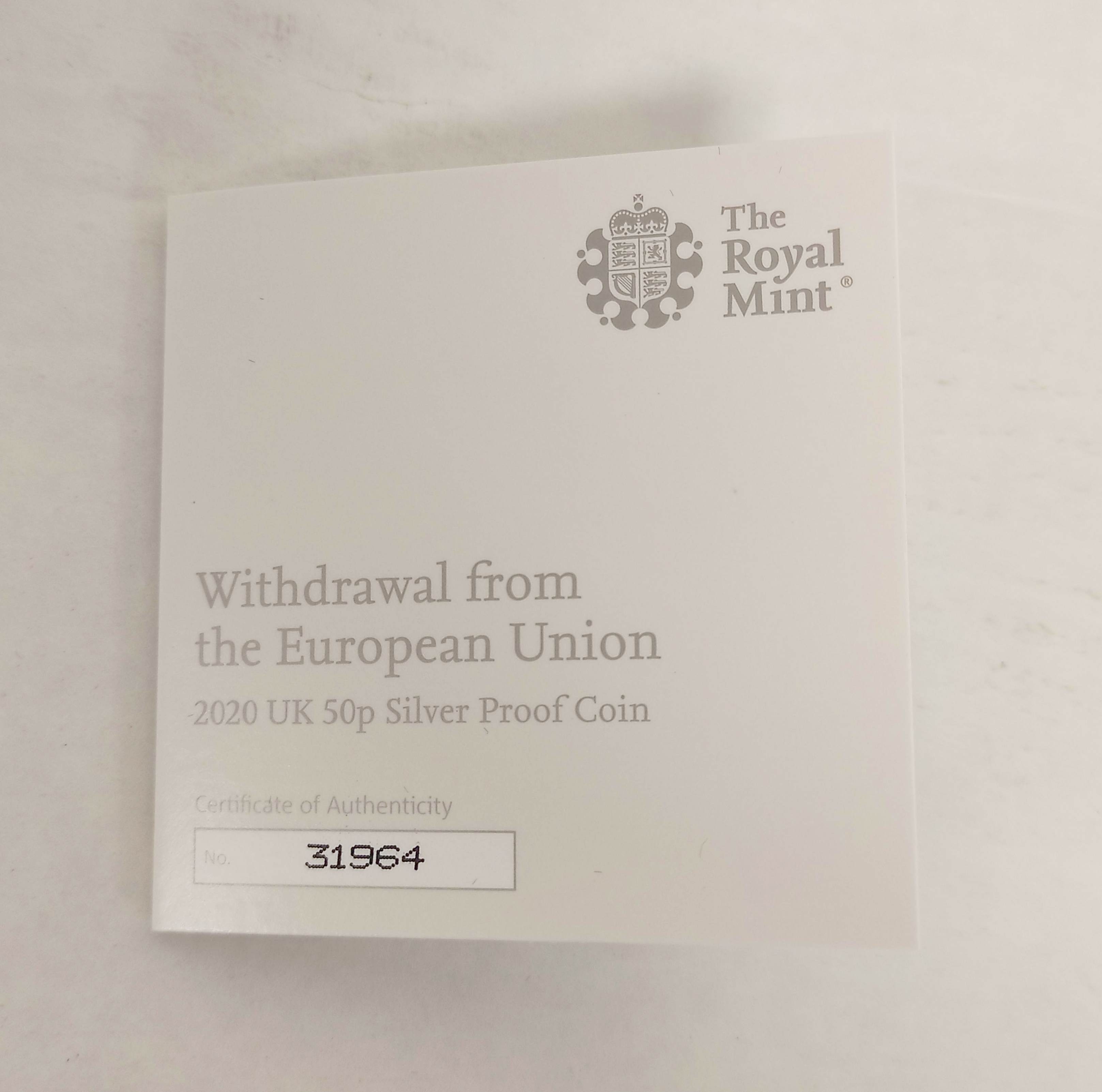 Great Britain- Limited edition boxed 2020 Withdrawal From the European Union Brexit 50 pence proof - Image 5 of 8