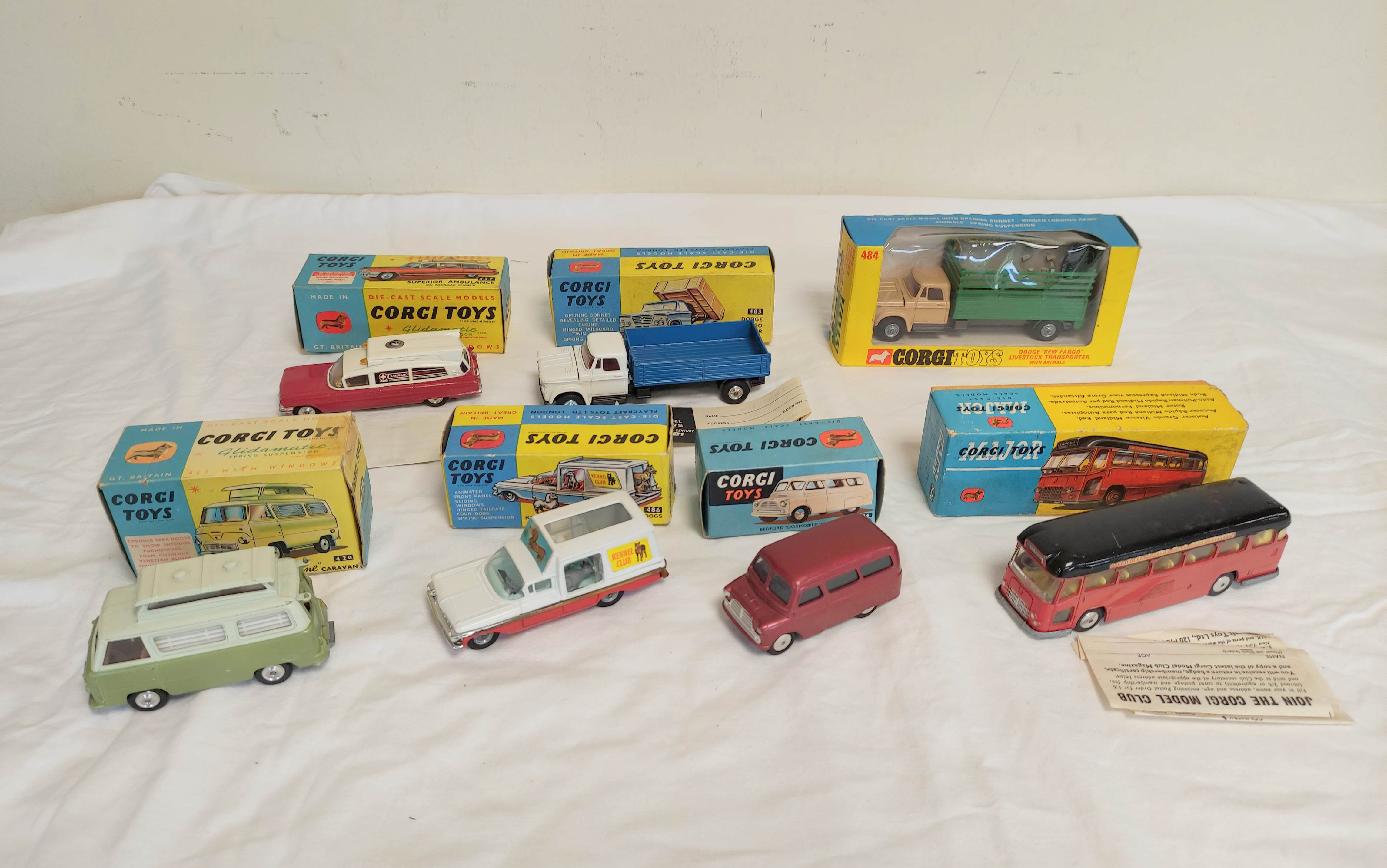 Corgi Toys- Collection of seven boxed Corgi model cars to include no 486 Kennel Service Wagon with