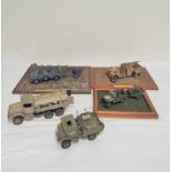 Five collector's model military vehicles. To include a German Horch 1A wagon with Nebelwerfer