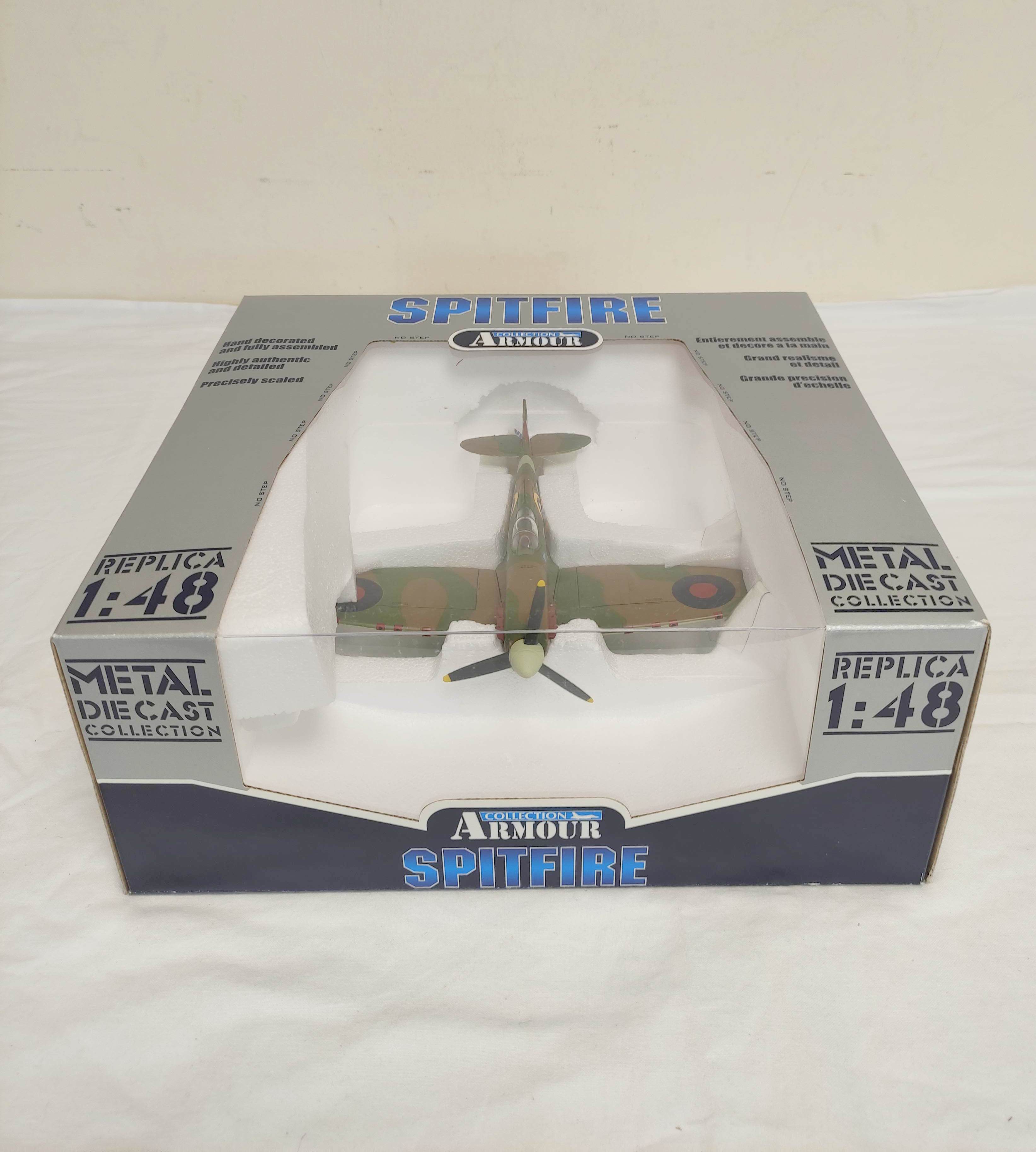 1:48 scale Franklin Mint Armour Collection boxed diecast Spitfire MKV B RAF airplane (98157). Ex