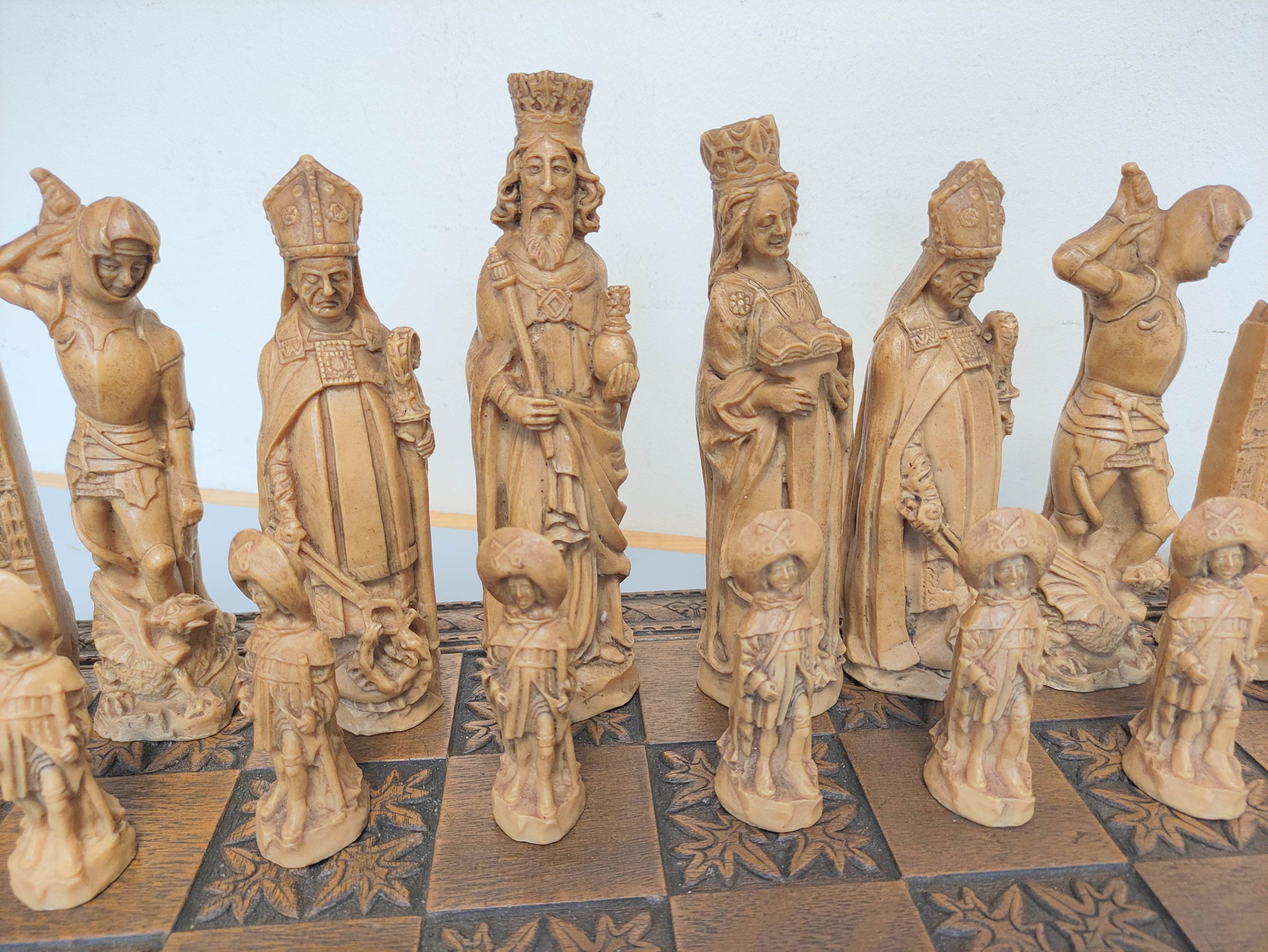 Contemporary composite chess set modeled after medieval figures. - Image 3 of 5