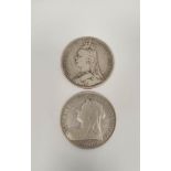United Kingdom. Victoria. Two silver crowns one dated 1890 & the other 1894. 55g (2)