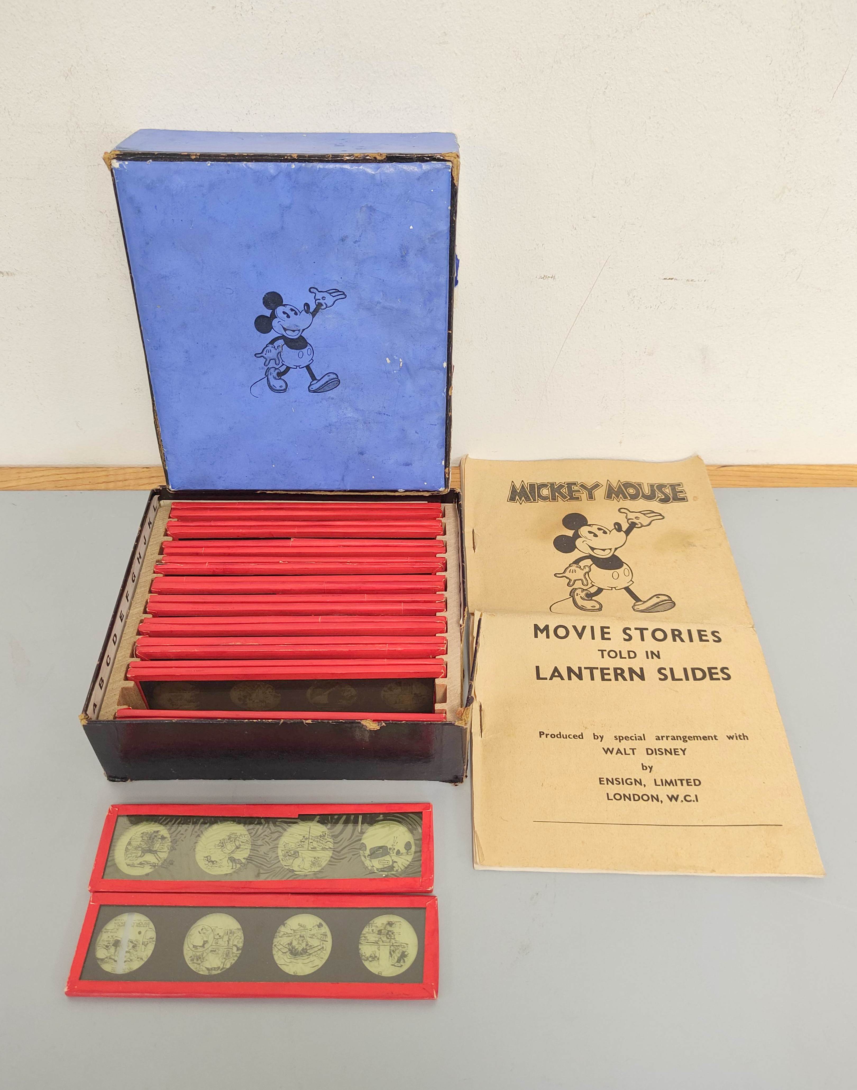 Disney- Box containing 22 lantern slides for Mickey Mouse cartoon Pioneer Days (1930). To include