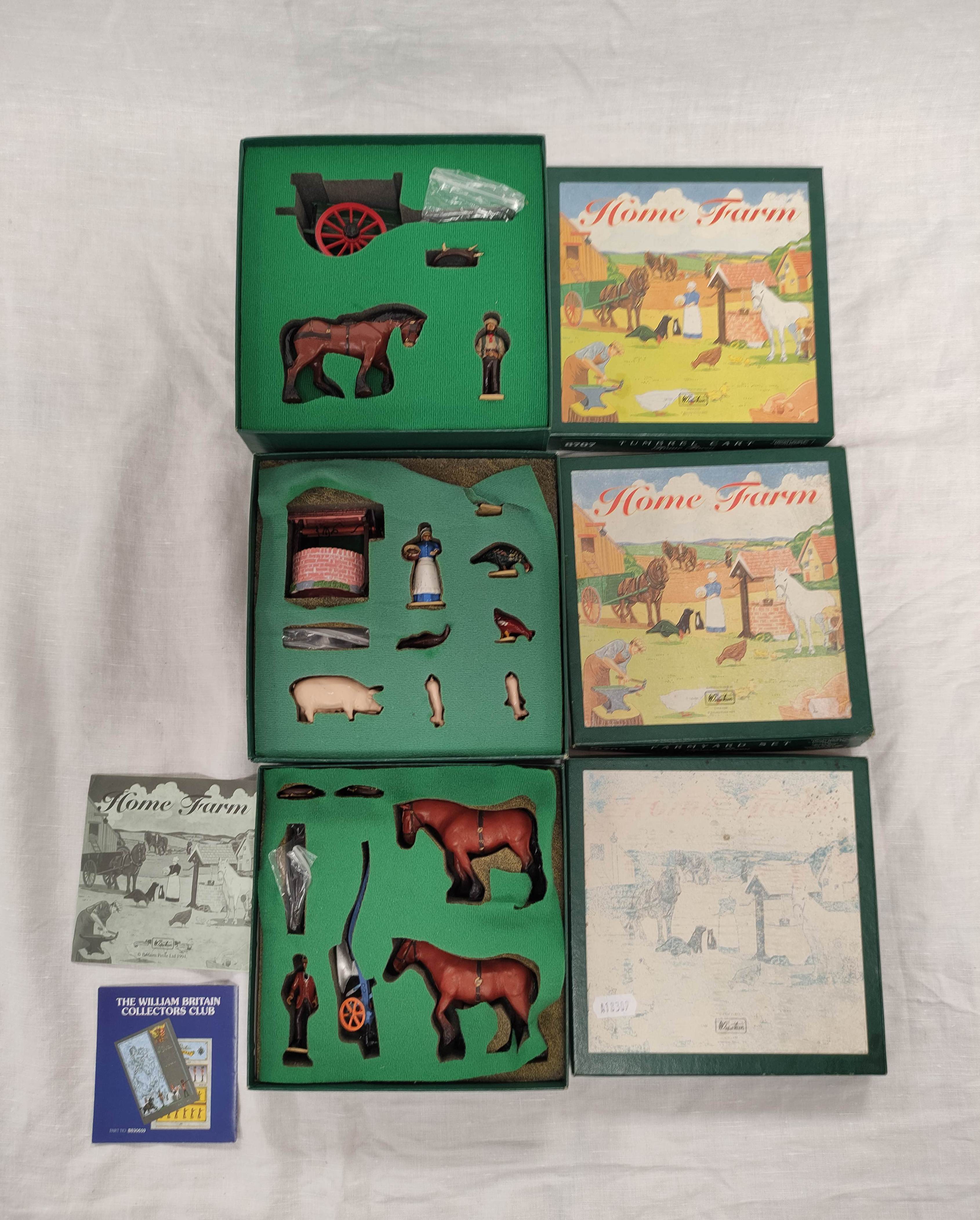 Britains Ltd. Three boxed 1994 Home farm Collector's Sets comprising of 8704 Plough Set, 8705