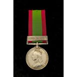 Victorian 2nd Afghan War- 1881 Afghanistan medal with Ali Musjid bar awarded to 823 Pte M.W Ward 1/