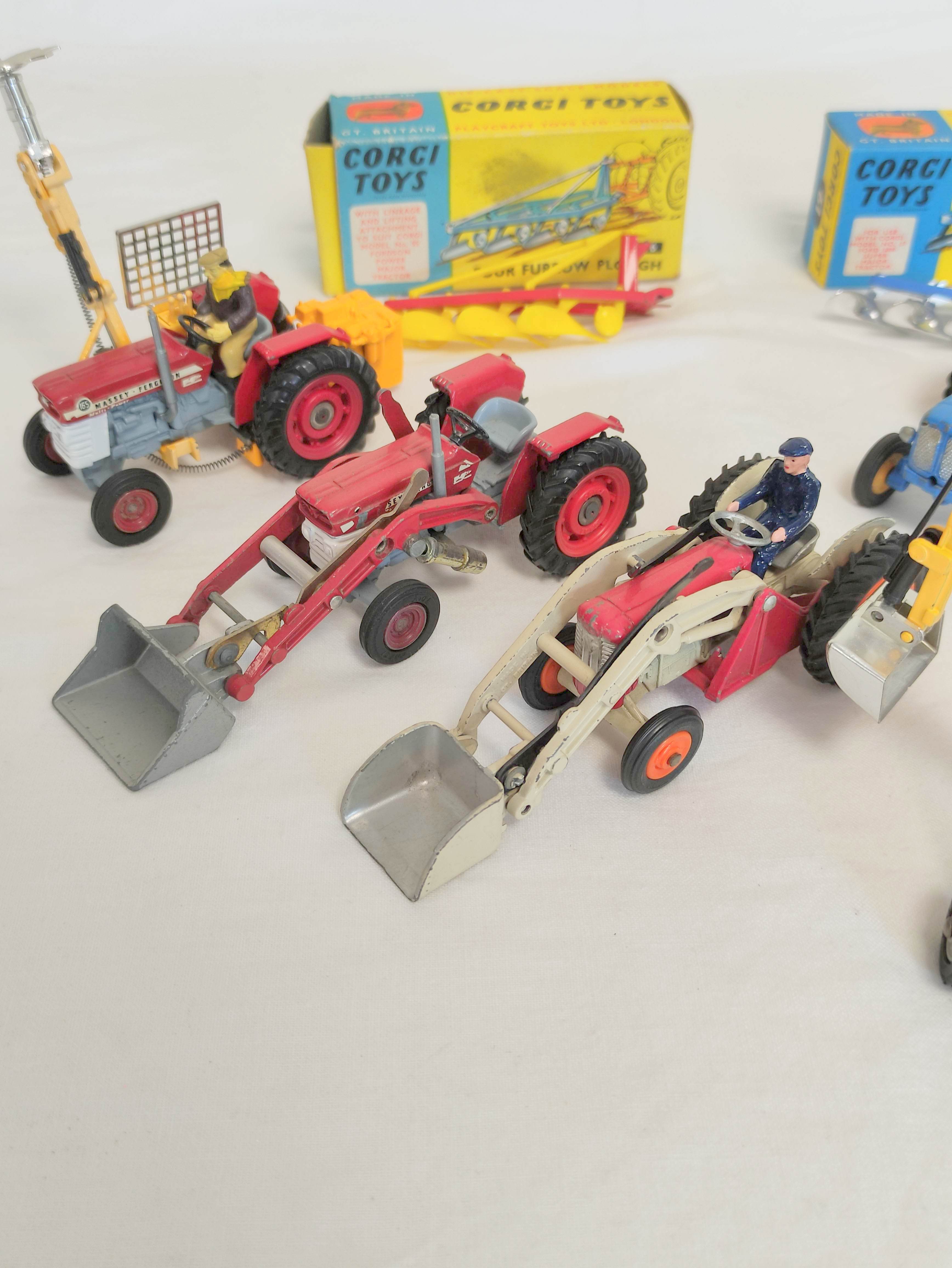 Corgi Toys- Collection of nine Corgi model tractors & farm implements to include boxed no 56 Four - Image 3 of 14