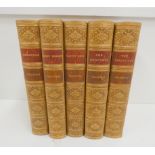 THACKERAY W. M.  Works. 5 vols. Illus. by the author. Half calf, gilt backs. Macmillan, 1908-1910.