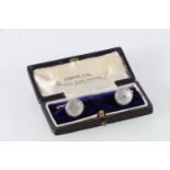 Pair of 9ct gold diamond and mother-of-pearl set dress cufflinks, 3.9g in Grieves Ltd, Old Bond